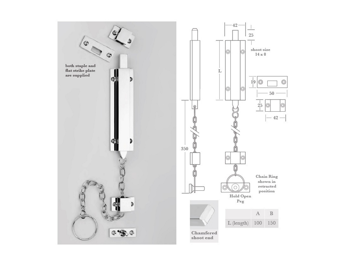 Шпингалет Frank Allart 6494B полированный хром