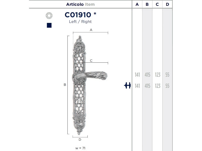Дверная ручка на планке Enrico Cassina ARTEMISIA C01910