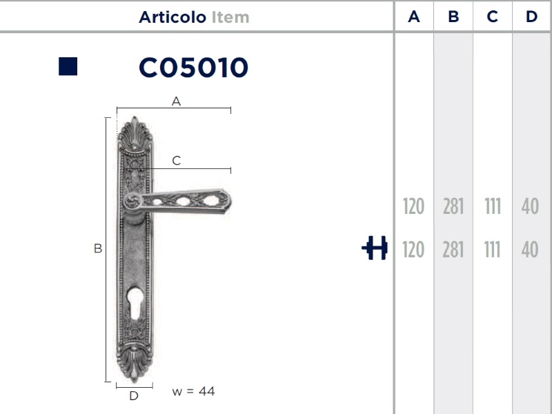 Дверная ручка на планке Enrico Cassina PAOLINA C05010 из латуни