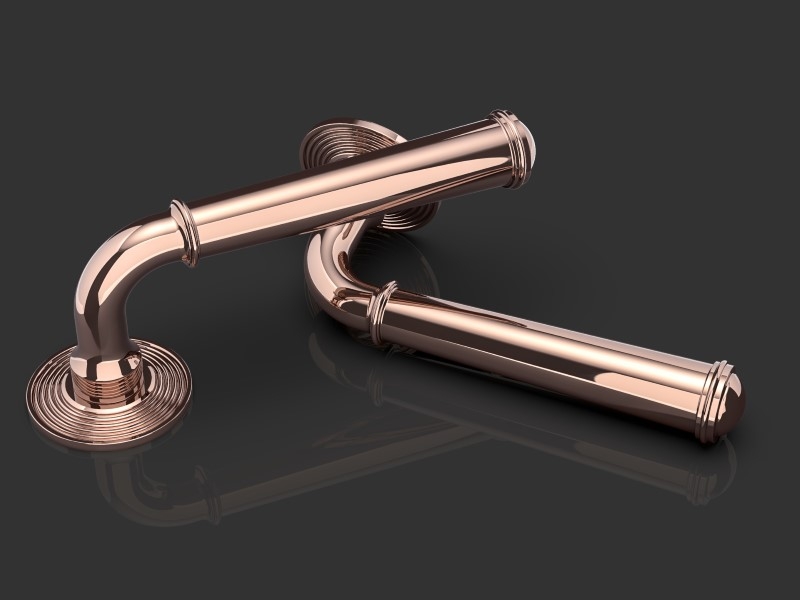 Дверная ручка на розетке Oliver Knights Sagramore LH полированная медь