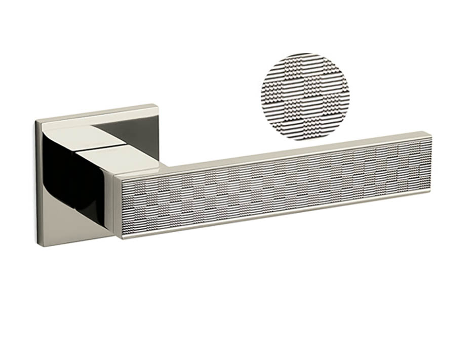 Дверная ручка на круглой розетке Olivari Diana Damier NL полированный никель