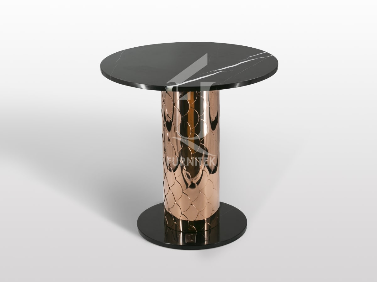 Столик кофейный круглый Ar-Deco Furnitek FG-028 цвет столешницы Black Marquina