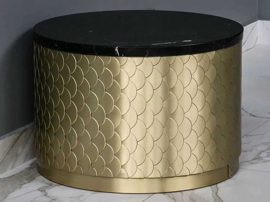 Столик журнальный круглый Ar-Deco FG-027 матовая латунь