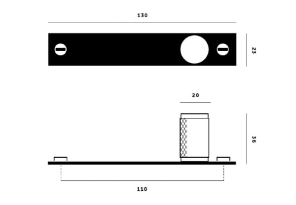 Мебельная ручка кнопка на планке Buster & Punch UK-KP-BL латунь