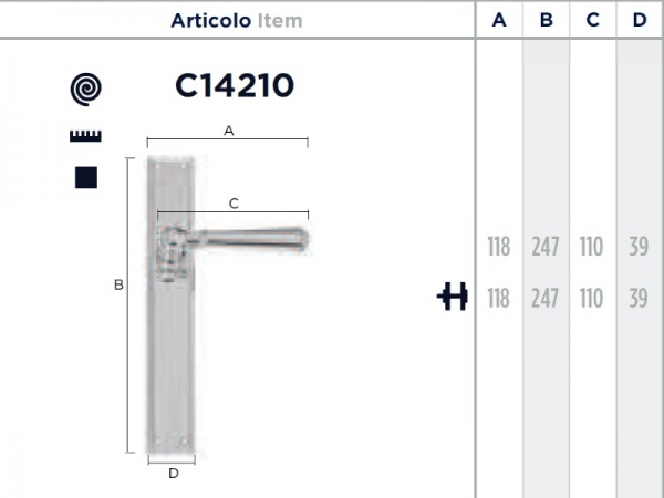 Дверная ручка на планке Enrico Cassina ALEKSANDRA C14210