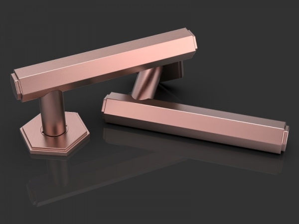 Дверная ручка на розетке Oliver Knights Henricus матовая медь