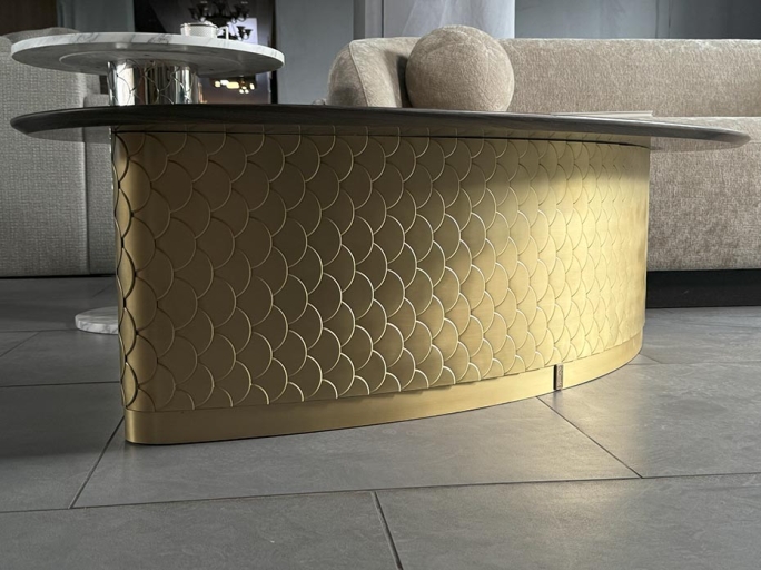 Столик журнальный "Лодка" Ar-Deco FG-073 матовая латунь