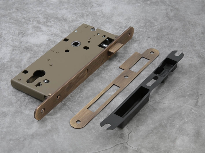 Замок дверной SAB 032108550 OGR с отверстием под евро цилиндр матовая бронза