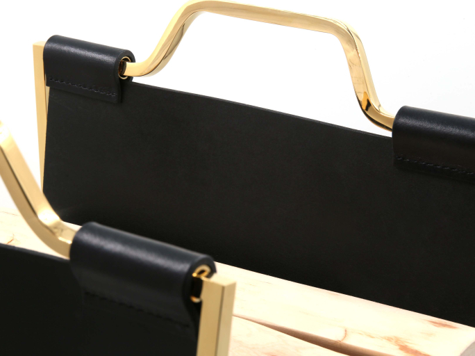 Дровница с кожаной вставкой Furnitek FG-12035