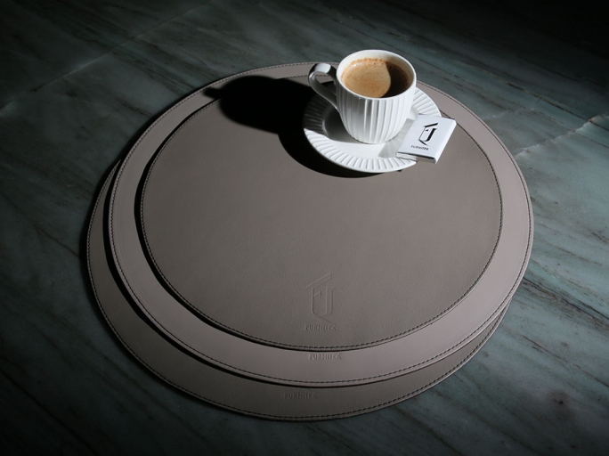 Сервировочная салфетка FURNITEK FG-03004 на стол из натуральной кожи и замши круглая 300мм