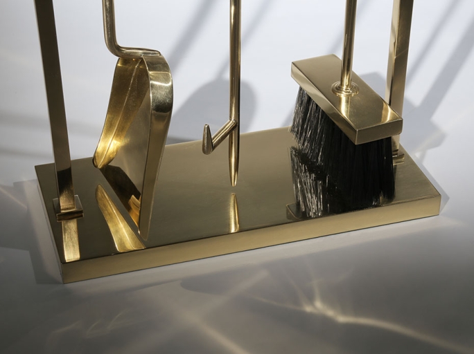 Каминный набор с дровницей FURNITEK FG-01112 полированная латунь