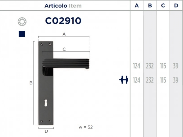 Дверная ручка на планке Enrico Cassina MAYA C02910 чернёная
