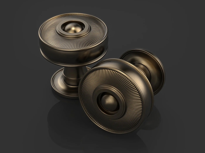 Дверная ручка-кноб на круглой розетке Oliver Knights Wright DK 57мм матовая бронза