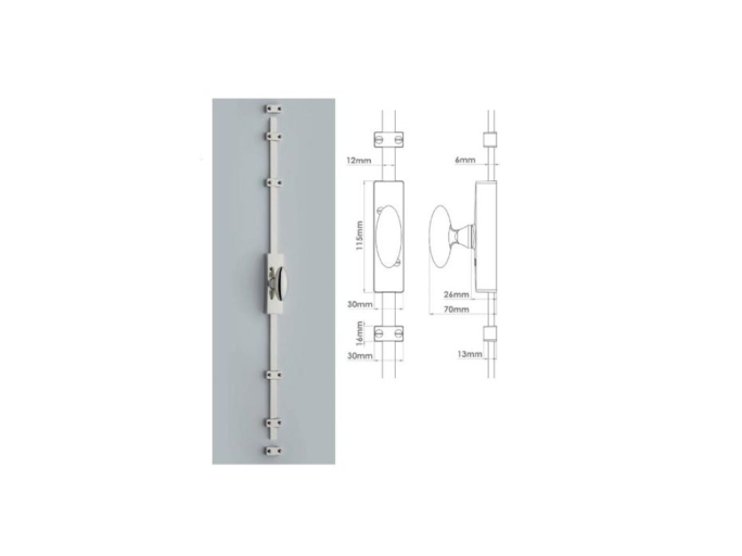 Кремона для окон и дверей Croft  6011/1752A PC полированный хром