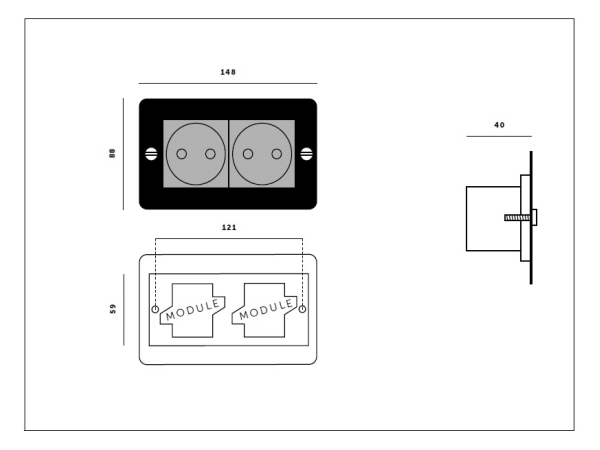 Розетка Buster & Punch двойная UK-MG-CO-2G-WH-BR